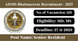AIIMS Bhubaneswar Recruitment 2025 – Apply Online for 132 Senior Resident Posts