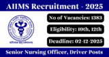 AIIMS Recruitment 2025 – Apply Online for 1383 Senior Nursing Officer, Driver Posts