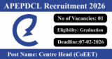 APEPDCL Recruitment 2026 – Apply Online for 1 Centre Head (CoEET) Post