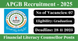 APGB Recruitment 2025 – Apply Offline for 7 Financial Literacy Counsellor Posts