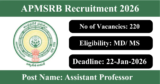APMSRB Recruitment 2026 – Apply Online for 220 Assistant Professor Posts