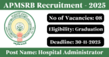 APMSRB Recruitment 2025 – Apply Online for 8 Hospital Administrator (Manager) Posts