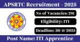 APSRTC Recruitment 2025 – Apply Online for 291 ITI Apprentice Posts