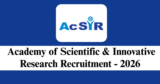 AcSIR Recruitment 2026 – Apply for 3 Executive Assistant Posts