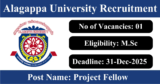 Alagappa University Recruitment 2026 – Apply Offline for 1 Project Fellow Post