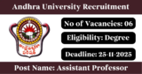 Andhra University Recruitment 2025 – Apply Offline for 6 Assistant Professor Posts