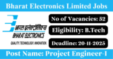 BEL Recruitment 2025 – Apply Online for 52 Project Engineer-I Posts