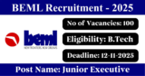 BEML Recruitment 2025 – Apply Online for 100 Junior Executive Posts