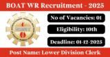 BOAT WR Recruitment 2025 – Apply Offline for 1 Lower Division Clerk Post