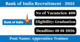 BOI Recruitment 2026 – Apply Online for 400 Apprentice Trainee Posts