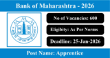 Bank of Maharashtra Recruitment 2026 – Apply Online for 600 Apprentice Posts