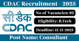 CDAC Recruitment 2025 – Walk-in Interview for 2 Consultant Posts