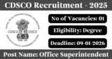 CDSCO Recruitment 2025 – Apply Offline for 1 Office Superintendent Post