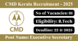 CMD Kerala Recruitment 2025 – Apply Online for 1 Executive Secretary & Project Manager Post