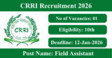 CRRI Recruitment 2026 – Walk-in Interview for 1 Field Assistant Post