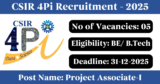 CSIR 4Pi Recruitment 2025 – Apply for 5 Project Associate Posts