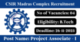 CSIR Madras Complex Recruitment 2025