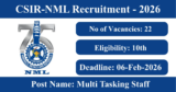 CSIR-NML Recruitment 2026 – Apply Online for 22 Multi Tasking Staff Posts