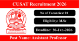 CUSAT Recruitment 2026 – Apply Online/Offline for 1 Assistant Professor Post