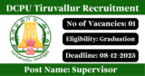 DCPU Tiruvallur Recruitment 2025 – Apply Offline for 1 Supervisor Post