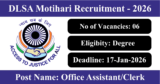 DLSA Motihari Recruitment 2026 – Apply Offline for 7 Office Assistant/Clerk Posts