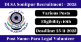 DLSA Sonitpur Recruitment 2025 – Apply Offline for Various Para Legal Volunteer Posts