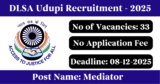 DLSA Udupi Recruitment 2025 – Apply Offline for 33 Mediator Posts