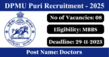 DPMU Puri Recruitment 2025 – Walk-in Interview for 8 Doctors Posts
