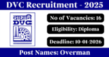 DVC Recruitment 2025 – Apply Online for 16 Overman Posts