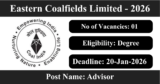 ECL Recruitment 2026 – Apply Offline for 01 Advisor Post