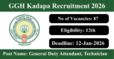 GGH Kadapa Recruitment 2026 – Apply Offline for 87 General Duty Attendant, Technician Posts