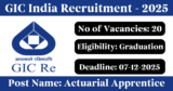GIC India Recruitment 2025 – Apply Online for 20 Actuarial Apprentice Posts