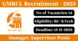 GMRCL Recruitment 2025 – Apply Online for 14 Manager, Supervisor Posts