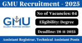 GMU Recruitment 2025 – Apply Offline for 4 Assistant Registrar, Technical Assistant Posts