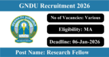 GNDU Recruitment 2026 – Walk-in Interview for Various Research Fellow Posts