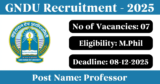 GNDU Recruitment 2025 – Apply Online/Offline for 7 Professor Posts