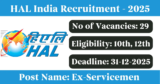 HAL India Recruitment 2025 – Apply Online for 29 Ex-Servicemen (Technician), Operator Posts