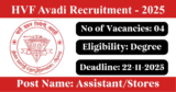 HVF Avadi Recruitment 2025 – Apply Offline for 4 Assistant/Stores Posts