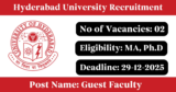 Hyderabad University Recruitment 2025 – Apply Offline for 2 Guest Faculty Posts