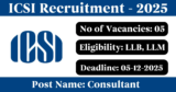 ICSI Recruitment 2025 – Apply Online for 5 Consultant Posts