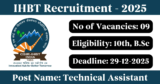 IHBT Recruitment 2025 – Apply Offline for 9 Technician Posts