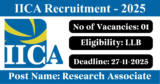 IICA Recruitment 2025 – Apply Offline for 1 Research Associate Post