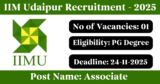 IIM Udaipur Recruitment 2025 – Apply Online for 1 Associate Post