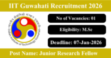 IIT Guwahati Recruitment 2026 – Apply Online for 01 Junior Research Fellow Post