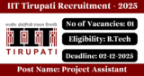 IIT Tirupati Recruitment 2025 – Apply Online for 1 Project Assistant Post