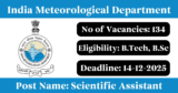 IMD Recruitment 2025 – Apply Online for 134 Scientific Assistant Posts
