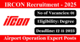 IRCON Recruitment 2025 – Walk-in Interview for 1 Airport Operation Expert Post