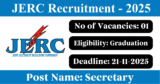 JERC Recruitment 2025 – Apply for 1 Secretary Post