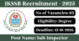 JKSSB Recruitment 2025 – Apply Online for 83 Sub-Inspector (Telecommunication) Posts