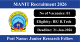 MANIT Recruitment 2026 – Apply for 1 Junior Research Fellow Post